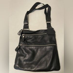 Black soft leather heavy duty shoulder bag purse